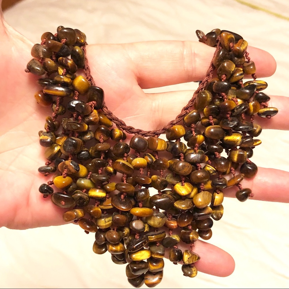 Host pick 🎉🎉 Tiger’s Eye Cascade Bib Knotted Necklace 19” - Picture 7 of 12